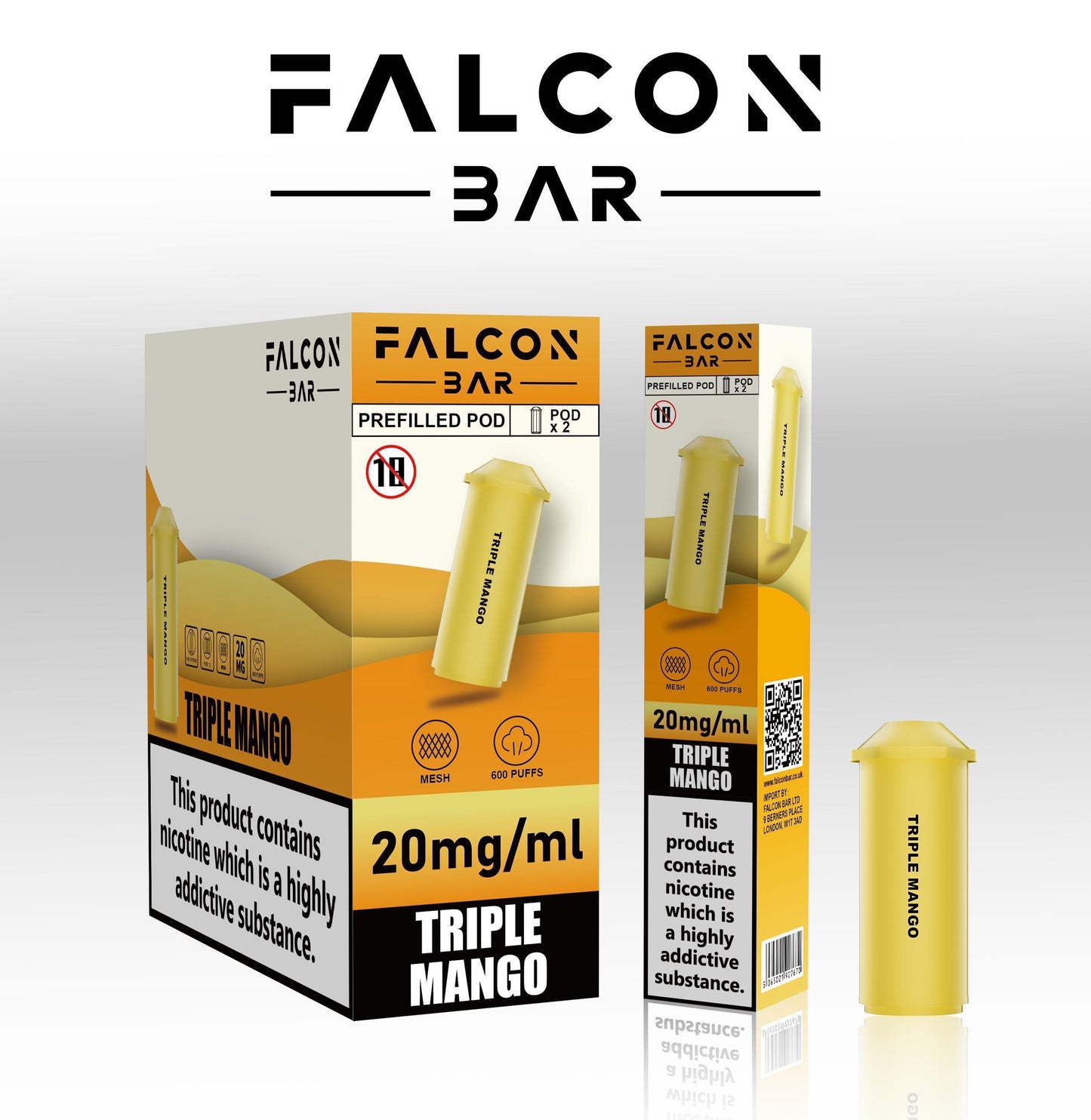 FALCON VAPE BAR PREFILLED E-Cig 2ml 20mg Nic salt ALL FLAVOURS BULK OFFERS
