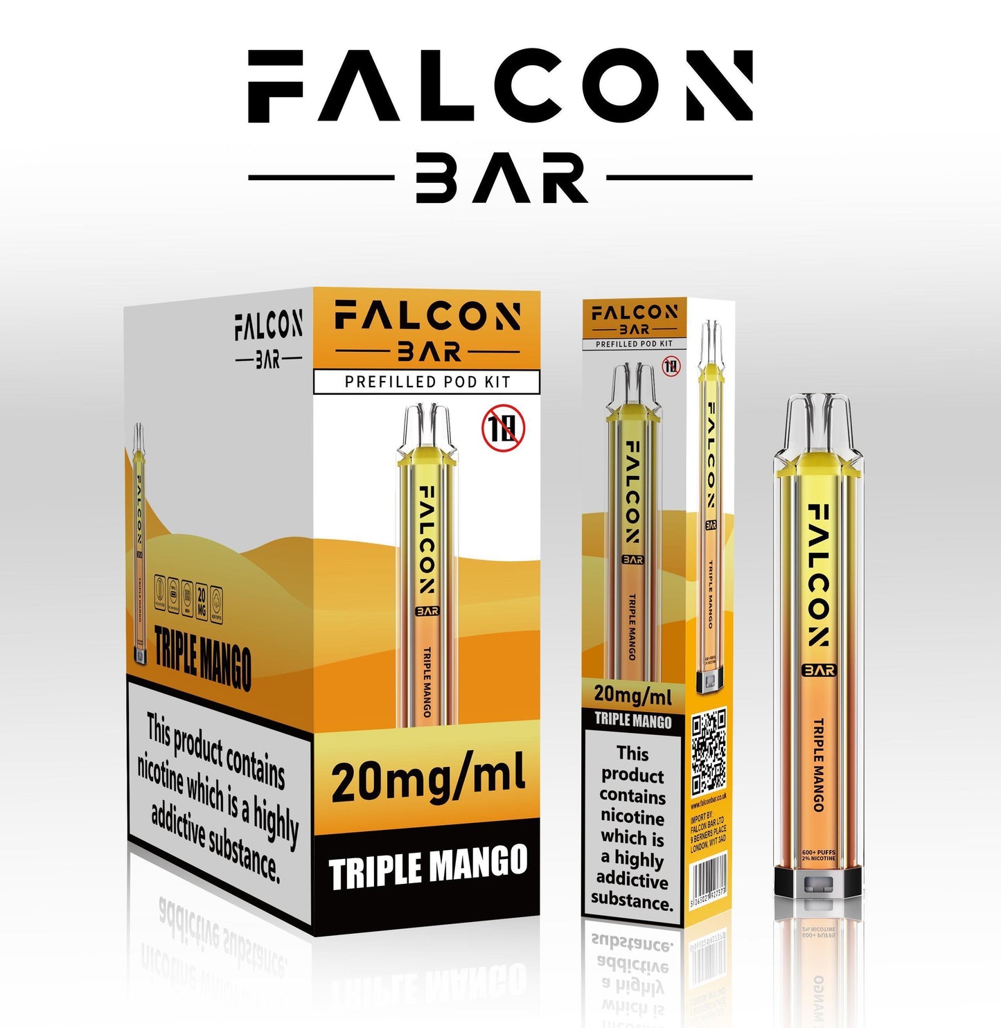 FALCON VAPE BAR PREFILLED E-Cig 2ml 20mg Nic salt ALL FLAVOURS BULK OFFERS