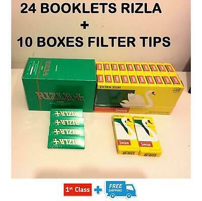 1200 RIZLA GREEN ROLLING PAPERS & 1200 SWAN EXTRA SLIM FILTER TIPS ORIGINAL