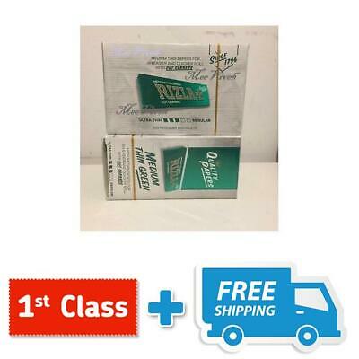 100 x RIZLA GREEN MEDIUM THIN ROLLING SMOKING PAPERS ORIGINAL FULL BOX