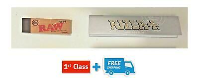 RIZLA KING SIZE SILVER ROLLING PAPERS AND RAW HEMP NATURAL UNREFINED TIPS