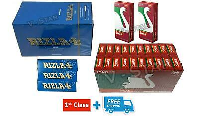 600 RIZLA BLUE ROLLING PAPERS + 400 SWAN LONG EXTRA SLIM FILTER TIPS ORIGINAL