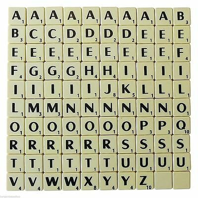 TILES IVORY PLASTIC & WOODEN BLACK LETTERS CHOOSE 100 - 1000 FULL SETS