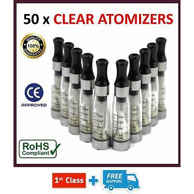 50 x CLEAR ATOMISER CLEAROMISER E CIG SHISHA TANK VAPOUR ATOMIZER CLEAROMIZER HQ