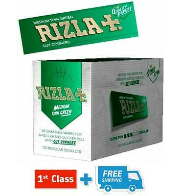 RIZLA GREEN ROLLING PAPERS 1 BOX & SWAN EXTRA SLIM FILTER TIPS 1 FULL BOX