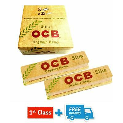 GENUINE OCB ORGANIC HEMP KING SIZE NATURAL SLIM ROLLING PAPERS SMOKING ORIGINAL