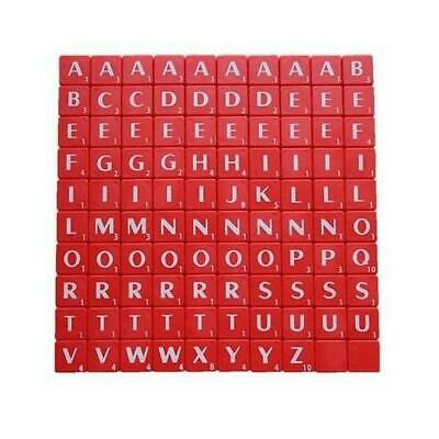 TILES WHITE LETTERS FULL SET 100 PIECES -PLASTIC RED COLOURED