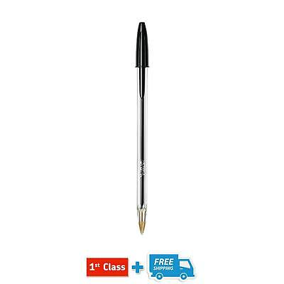 "BLACK" BIC BALL PEN MEDIUM LONG LIFE ORIGINAL BIROS CRYSTAL INK PENS BALLPOINTS