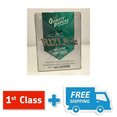 100 x RIZLA GREEN MEDIUM THIN ROLLING SMOKING PAPERS ORIGINAL FULL BOX