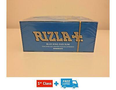 50 BLUE KING SIZE SLIM RIZLA CIGARETTE BOOKLETS SMOKING ROLLING PAPERS ORIGINAL
