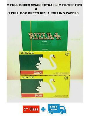 5000 RIZLA GREEN ROLLING PAPERS & 4800 SWAN EXTRA SLIM FILTER TIPS ORIGINAL NEW