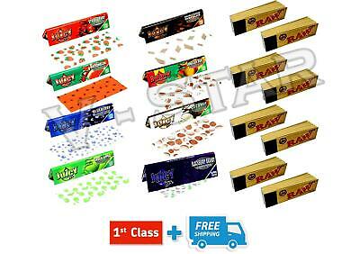 8 BOOKLETS OF JUICY JAYS KING SIZE SLIM ROLLING PAPERS + 8 RAW FILTER TIPS