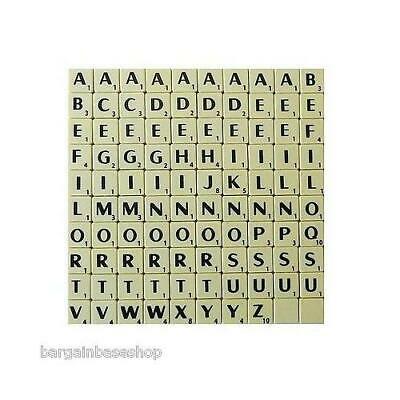 TILES BLACK/WHITE LETTERS FULL SET 100 PIECES -WOODEN/PLASTIC COLOURED