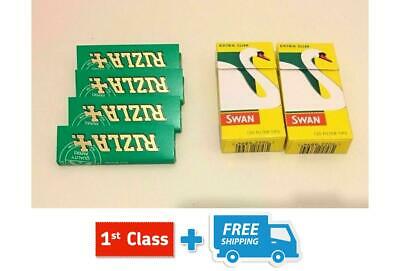 1200 RIZLA GREEN ROLLING PAPERS & 1200 SWAN EXTRA SLIM FILTER TIPS ORIGINAL