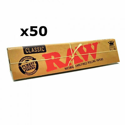 1 5 10 20 50 RAW CLASSIC KING SIZE Slim 110mm Natural Unrefined Rolling Papers