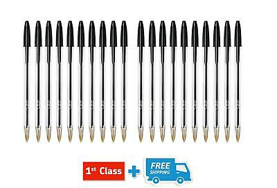 "BLACK" BIC BALL PEN MEDIUM LONG LIFE ORIGINAL BIROS CRYSTAL INK PENS BALLPOINTS