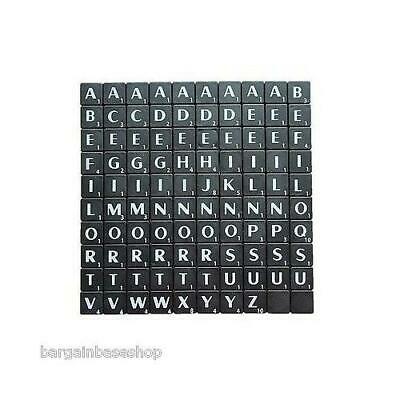 TILES WHITE/BLACK LETTERS FULL SET 100 PIECES -PLASTCI/WOODEN COLOURED