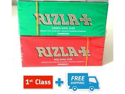 RIZLA RED GREEN KING SIZE GENUINE CIGARETTE ROLLING PAPERS ORIGINAL BOOKLETS
