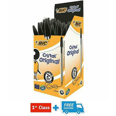 (BLACK, BLUE & RED OPTION) Buy 1 to 50, BIC Cristal Medium Ball Point Pens Biros