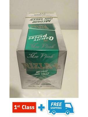 RIZLA GREEN MEDIUM THIN CUT CORNERS SMOKING ROLLING PAPERS 50 BOOKLETS ORIGINAL