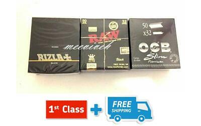 RIZLA KING SIZE, OCB SLIM PREMIUM, RAW KING SIZE SLIM BLACK ROLLING PAPERS *NEW*