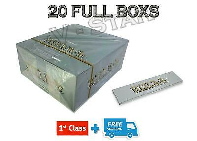 20 BOX RIZLA SILVER KING SIZE SLIM ULTRA THIN CIGARETTE SMOKING ROLLING PAPERS