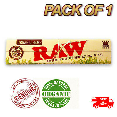 RAW ORGANIC HEMP KING SIZE Slim Genuine Rolling Paper Cigarette 1-50 Booklets