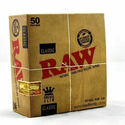 1 5 10 20 50 RAW CLASSIC KING SIZE Slim 110mm Natural Unrefined Rolling Papers