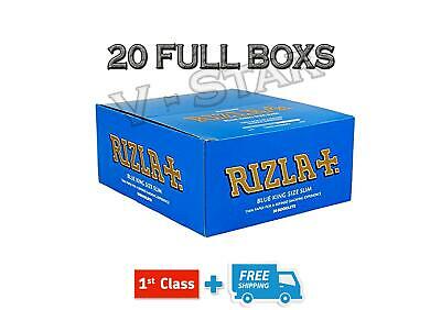 20 BOX OF RIZLA BLUE KING SIZE SLIM CIGARETTE SMOKING ROLLING PAPERS ORIGINAL