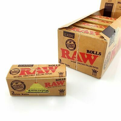 RAW 3m Rolls Rolling Papers Classic Natural Unrefined Skins Rips