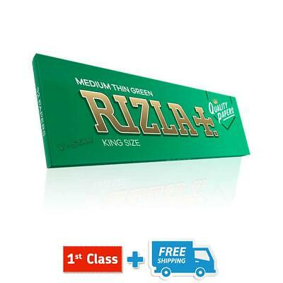 RIZLA GREEN KING SIZE MEDIUM THIN CIGARETTE ROLLING PAPERS 5,10,15,50 BOOKLETS