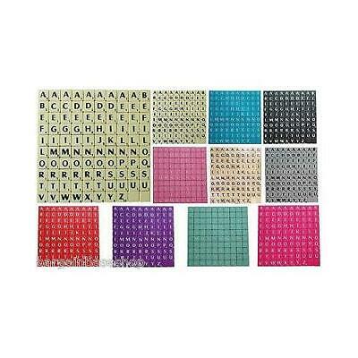 TILES BLACK/WHITE LETTERS FULL SET 100 PIECES -WOODEN/PLASTIC COLOURED