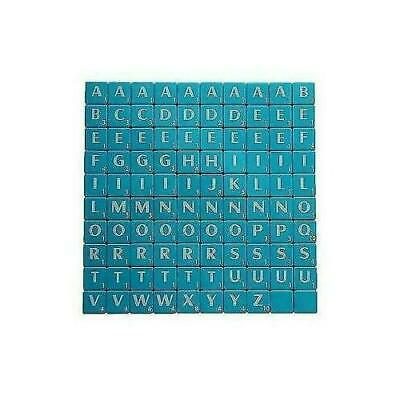 TILES BLUE/WHITE LETTERS FULL SET 100 PIECES -PLASTIC BLUE COLOURED
