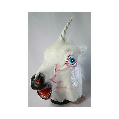 Unicorn Horse Head Mask Rubber Latex Panto Creepy Fancy Dress Costume Halloween