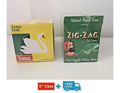 ZIG ZAG CUT CORNERS ROLLING PAPERS + SWAN EXTRA SLIM FILTER TIPS ORIGINAL