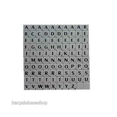 TILES WHITE/BLACK LETTERS FULL SET 100 PIECES -PLASTCI/WOODEN COLOURED