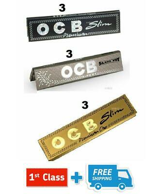 OCB SLIM KING SIZE PREMIUM BLACK, GOLD, X- PERT NEW SMOKING ROLLING PAPERS MIX
