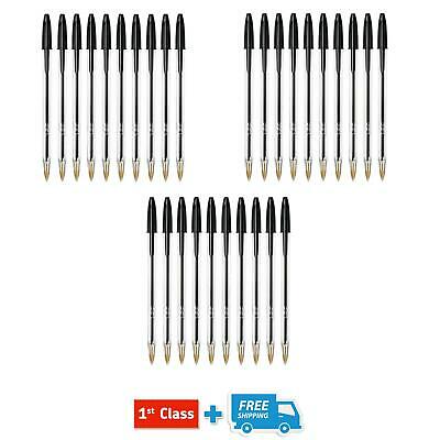 "BLACK" BIC BALL PEN MEDIUM LONG LIFE ORIGINAL BIROS CRYSTAL INK PENS BALLPOINTS