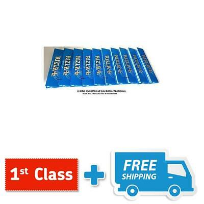 RIZLA BLUE KING SIZE SLIM CIGARETTE ROLLING SMOKING PAPERS 10 BOOKLETS ORIGINAL
