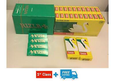 600 RIZLA GREEN ROLLING PAPERS & 600 SWAN EXTRA SLIM FILTER TIPS ORIGINAL