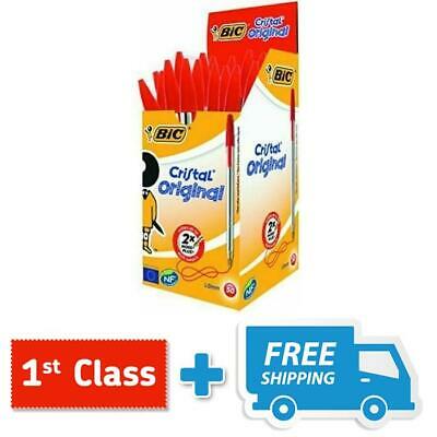 (BLACK, BLUE & RED OPTION) Buy 1 to 50, BIC Cristal Medium Ball Point Pens Biros