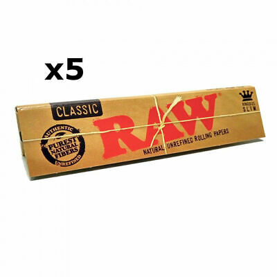 1 5 10 20 50 RAW CLASSIC KING SIZE Slim 110mm Natural Unrefined Rolling Papers
