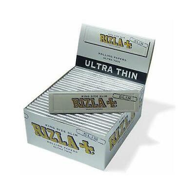 10 BOOKLETS RIZLA SILVER KING SIZE SLIM ROLLING PAPERS