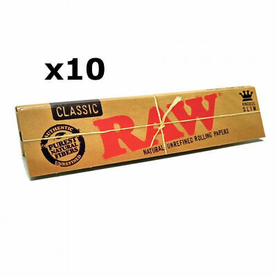 1 5 10 20 50 RAW CLASSIC KING SIZE Slim 110mm Natural Unrefined Rolling Papers