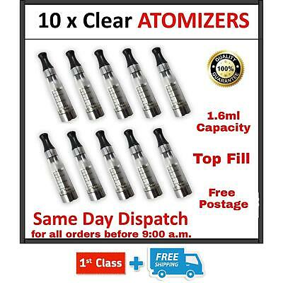 10 x CLEAR ATOMISER CLEAROMISER E CIG VAPE TOPS TANKS ATOMIZER CLEAROMIZER UK