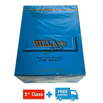 RIZLA BLUE KING SIZE ROLLING PAPER SMOKING PAPERS GENUINE BOOKLET ORIGINAL 5 -50