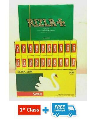 5000 RIZLA GREEN ROLLING PAPERS & 4800 SWAN EXTRA SLIM FILTER TIPS ORIGINAL NEW
