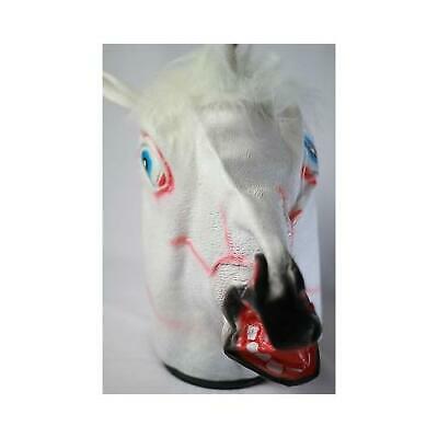 Unicorn Horse Head Mask Rubber Latex Panto Creepy Fancy Dress Costume Halloween