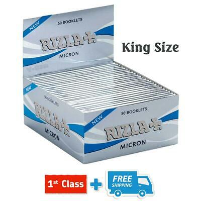 RIZLA SILVER KING SIZE SLIM, SILVER MICRON CIGARETTE SMOKING ROLLING PAPERS