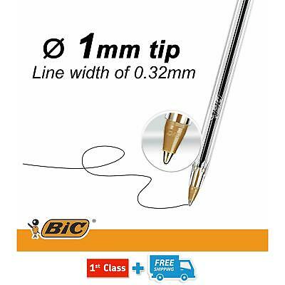 "BLACK" BIC BALL PEN MEDIUM LONG LIFE ORIGINAL BIROS CRYSTAL INK PENS BALLPOINTS